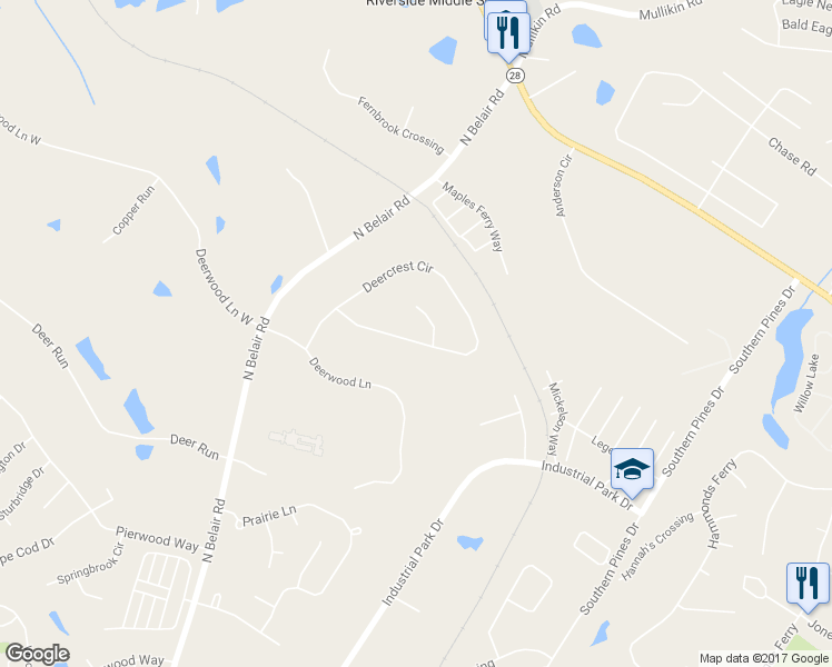 map of restaurants, bars, coffee shops, grocery stores, and more near 929 Deercrest Circle in Evans