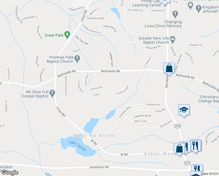 map of restaurants, bars, coffee shops, grocery stores, and more near 2643 South Hills in Riverdale