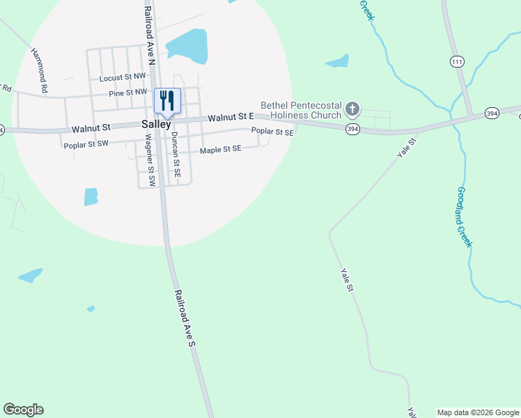 map of restaurants, bars, coffee shops, grocery stores, and more near in Salley