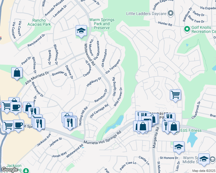 map of restaurants, bars, coffee shops, grocery stores, and more near 39572 Ramshorn Drive in Murrieta