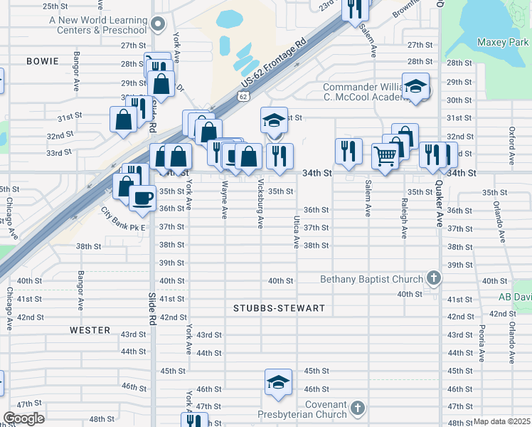 map of restaurants, bars, coffee shops, grocery stores, and more near 4902 37th Street in Lubbock