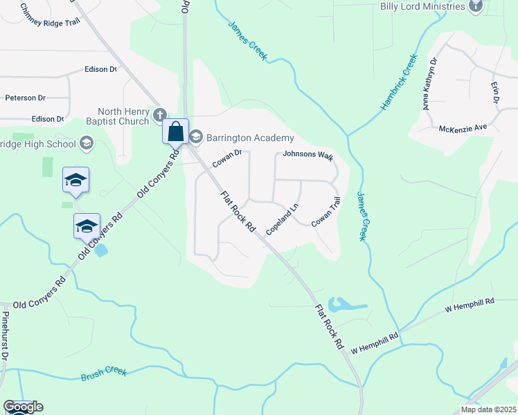map of restaurants, bars, coffee shops, grocery stores, and more near 20 Cowan Trail in Stockbridge