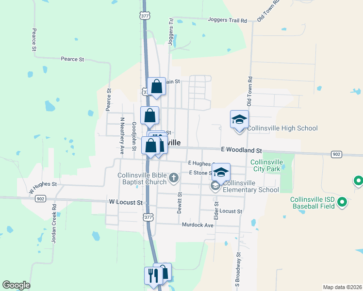 map of restaurants, bars, coffee shops, grocery stores, and more near 214 East Woodland Street in Collinsville