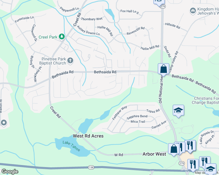 map of restaurants, bars, coffee shops, grocery stores, and more near 2613 South Hills in Riverdale