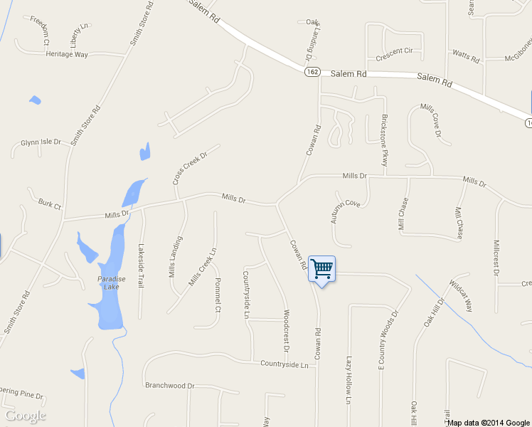 map of restaurants, bars, coffee shops, grocery stores, and more near 675 Mills Drive in Covington