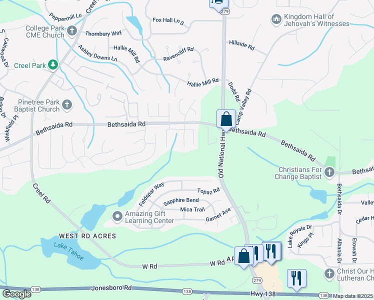 map of restaurants, bars, coffee shops, grocery stores, and more near 752 Wood Bend Court in Riverdale