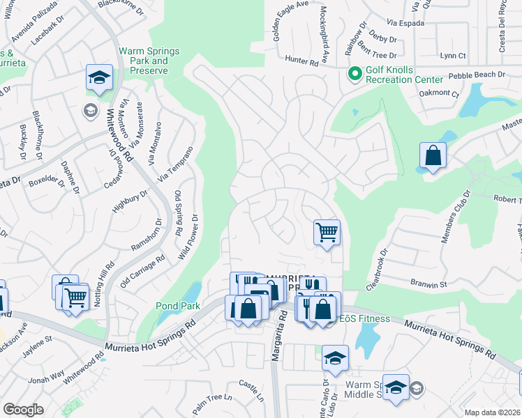 map of restaurants, bars, coffee shops, grocery stores, and more near 28721 Via El Avion in Murrieta