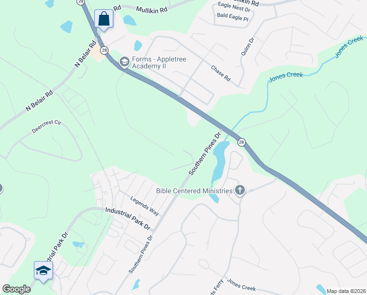 map of restaurants, bars, coffee shops, grocery stores, and more near 410 Manly Way in Evans