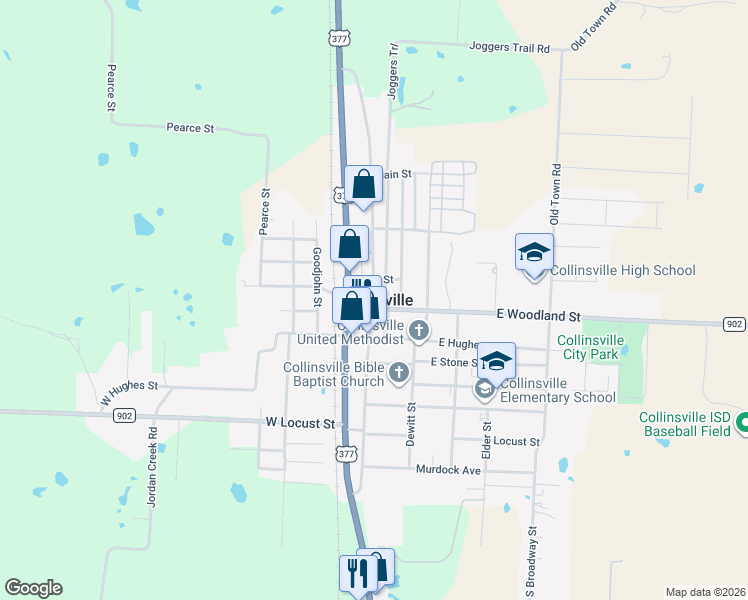 map of restaurants, bars, coffee shops, grocery stores, and more near in Collinsville