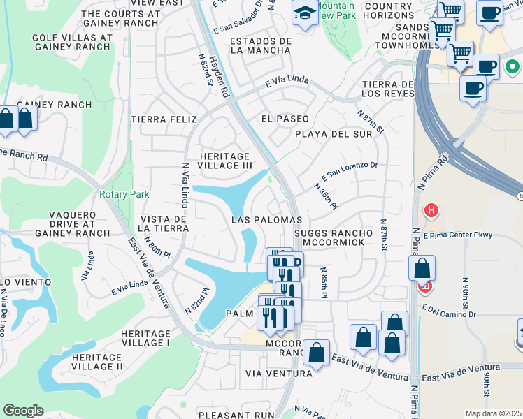 map of restaurants, bars, coffee shops, grocery stores, and more near 8532 North 84th Street in Scottsdale