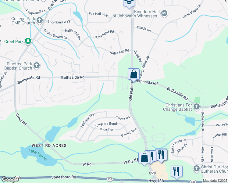 map of restaurants, bars, coffee shops, grocery stores, and more near 2408 Wood Bend Lane in Riverdale