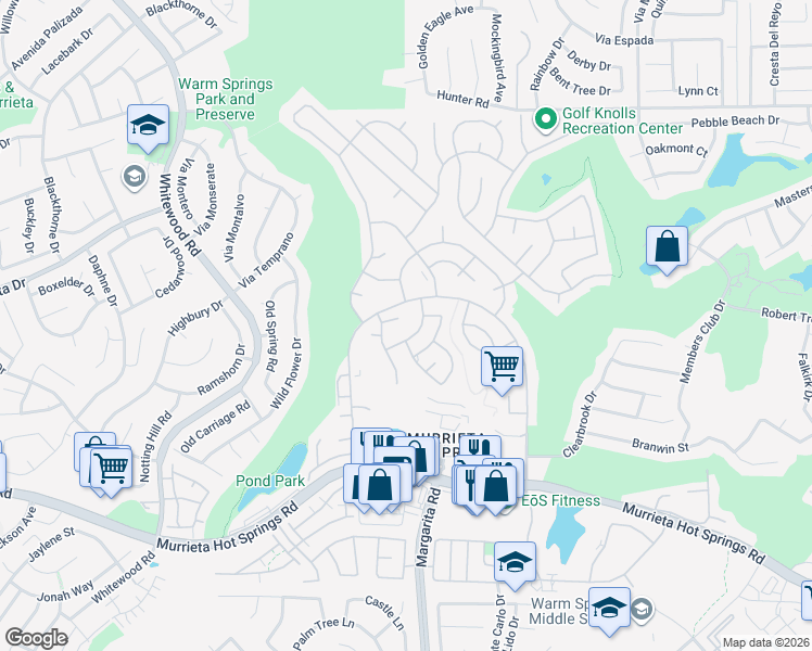 map of restaurants, bars, coffee shops, grocery stores, and more near 28731 Via El Avion in Murrieta