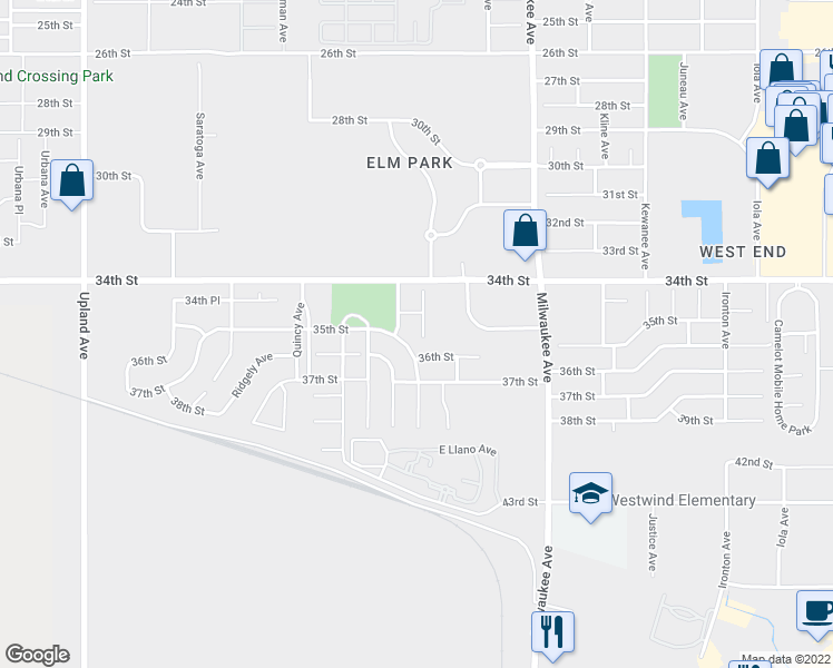 map of restaurants, bars, coffee shops, grocery stores, and more near 3418 Oak Ridge Avenue in Lubbock
