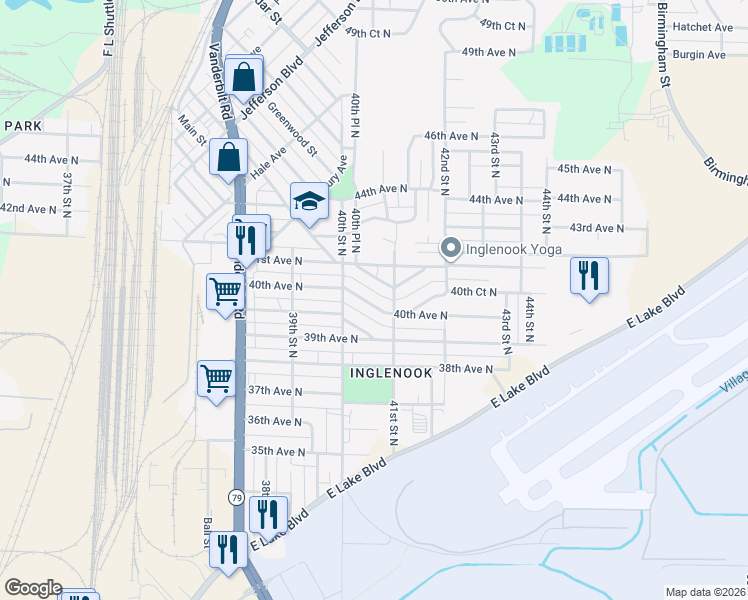 map of restaurants, bars, coffee shops, grocery stores, and more near 4025 40th Avenue North in Birmingham