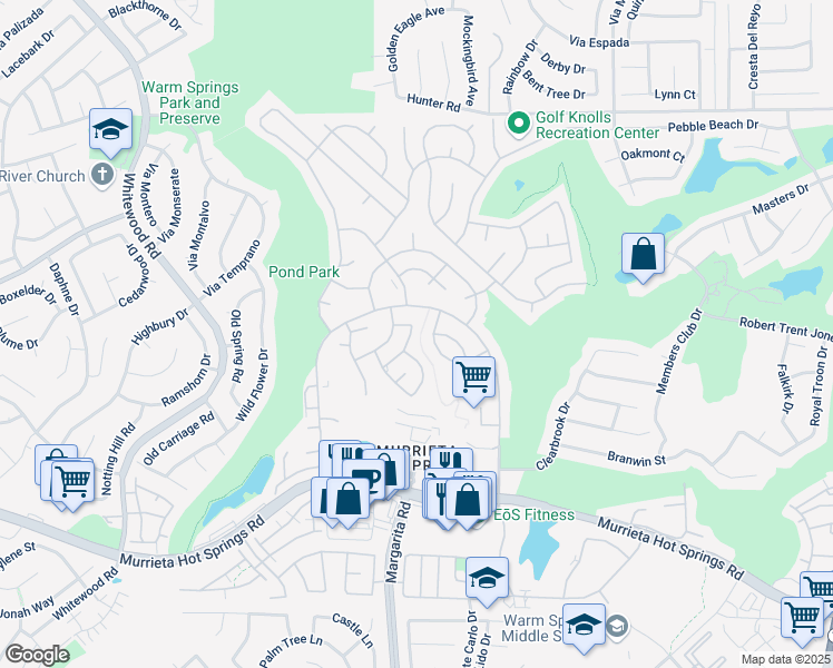 map of restaurants, bars, coffee shops, grocery stores, and more near 28859 Via Roja in Murrieta