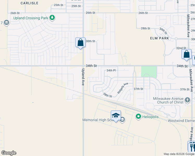 map of restaurants, bars, coffee shops, grocery stores, and more near 3612 Trenton Avenue in Lubbock