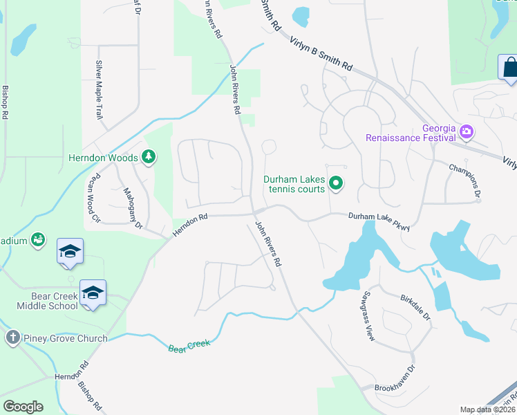 map of restaurants, bars, coffee shops, grocery stores, and more near 10 Glen Abbey Circle in Fairburn
