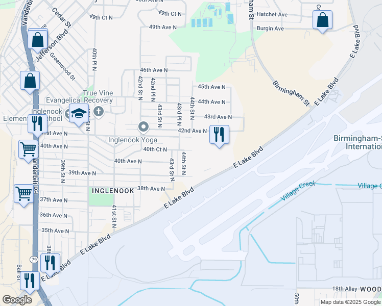 map of restaurants, bars, coffee shops, grocery stores, and more near 4409 40th Court North in Birmingham