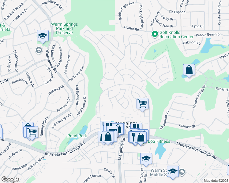 map of restaurants, bars, coffee shops, grocery stores, and more near 28731 Via El Avion in Murrieta