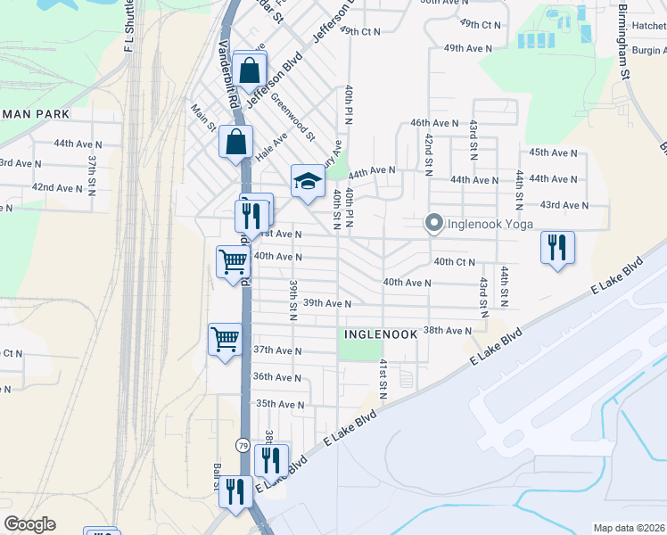 map of restaurants, bars, coffee shops, grocery stores, and more near 3933 39th Court North in Birmingham