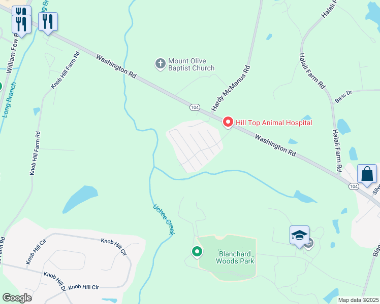 map of restaurants, bars, coffee shops, grocery stores, and more near 668 Brook Trail in Evans