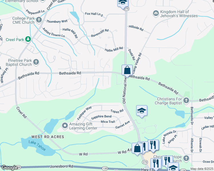 map of restaurants, bars, coffee shops, grocery stores, and more near 2416 Wood Bend Lane in Riverdale