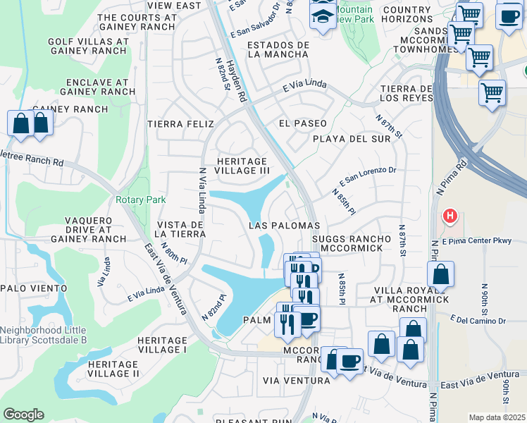 map of restaurants, bars, coffee shops, grocery stores, and more near 8532 North 84th Street in Scottsdale