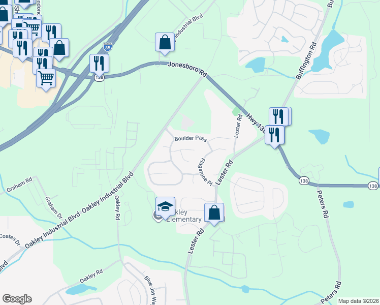map of restaurants, bars, coffee shops, grocery stores, and more near 4124 Rockhill Court in Union City