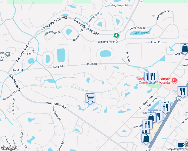 map of restaurants, bars, coffee shops, grocery stores, and more near 4531 Fringetree Drive in Murrells Inlet