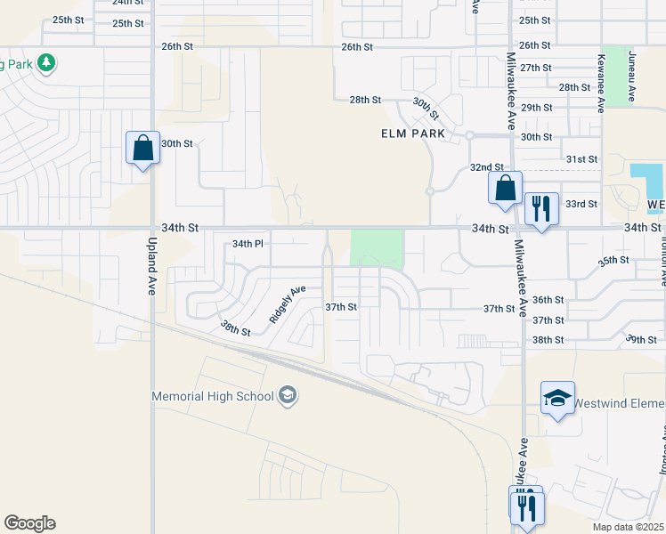 map of restaurants, bars, coffee shops, grocery stores, and more near Quincy Avenue in Lubbock