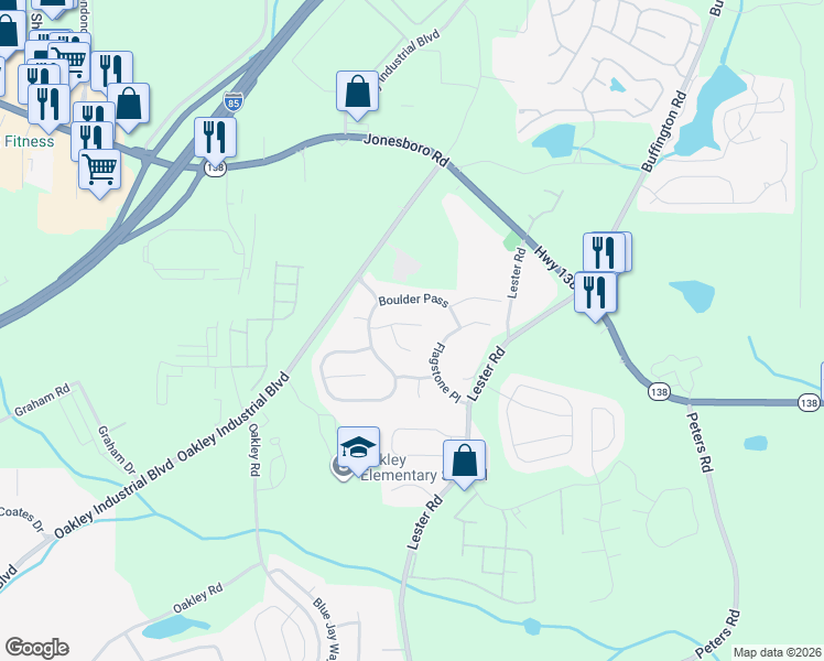 map of restaurants, bars, coffee shops, grocery stores, and more near 4124 Rockhill Court in Union City