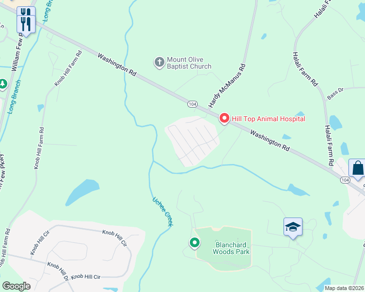 map of restaurants, bars, coffee shops, grocery stores, and more near 622 Brook Trail in Evans