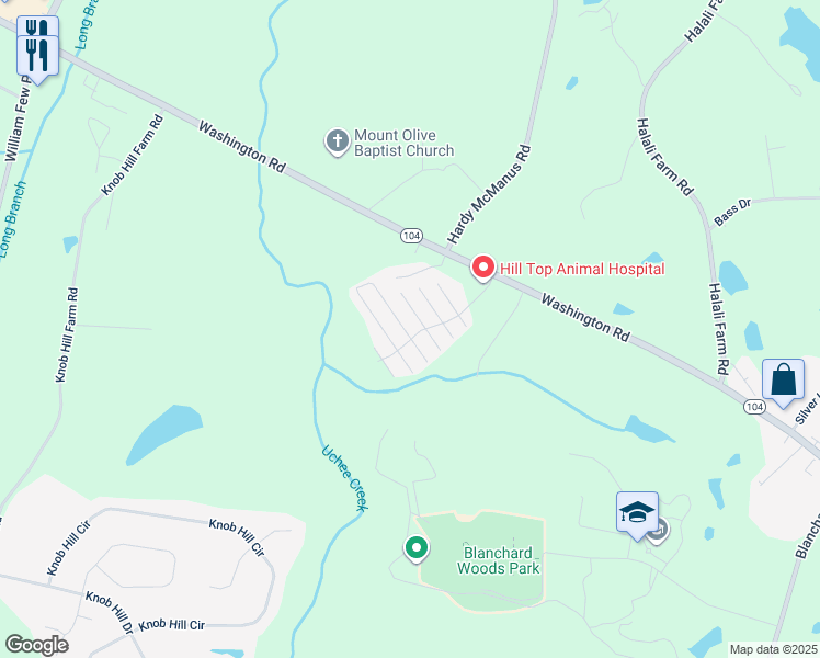 map of restaurants, bars, coffee shops, grocery stores, and more near 554 Edgecliff Lane in Evans