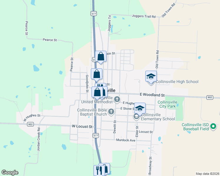 map of restaurants, bars, coffee shops, grocery stores, and more near 117 Ford Street in Collinsville