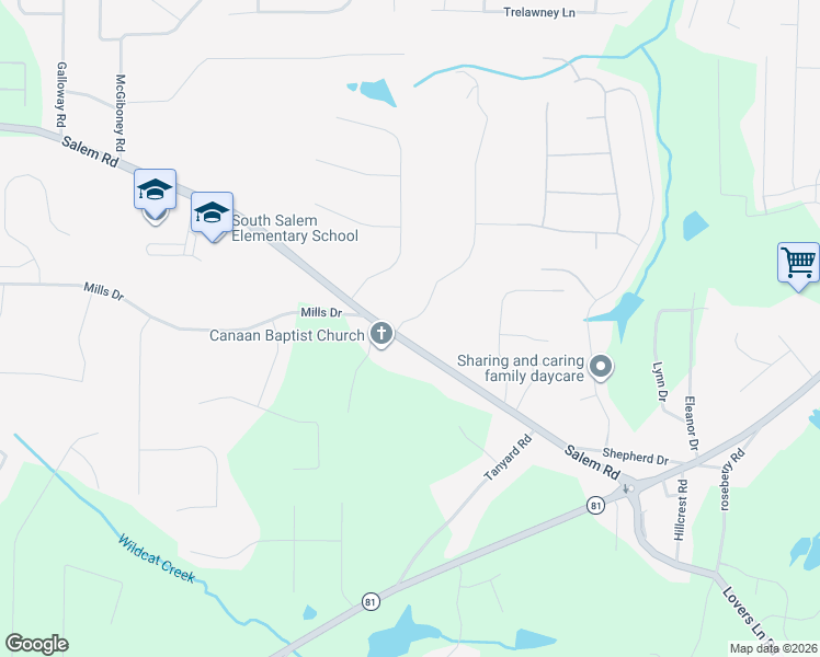 map of restaurants, bars, coffee shops, grocery stores, and more near 46 Russell Braden Road in Covington