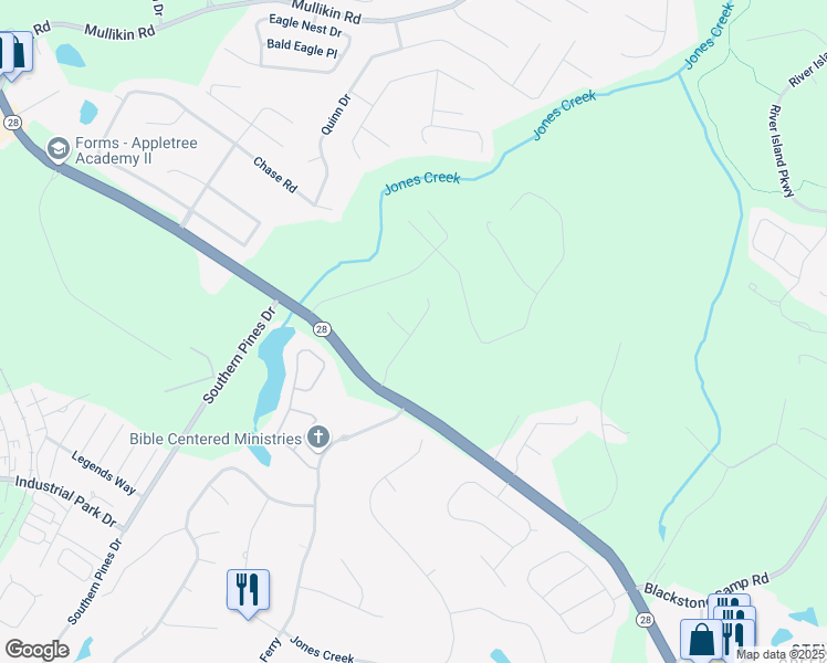map of restaurants, bars, coffee shops, grocery stores, and more near 906 Nerium Trail in Evans