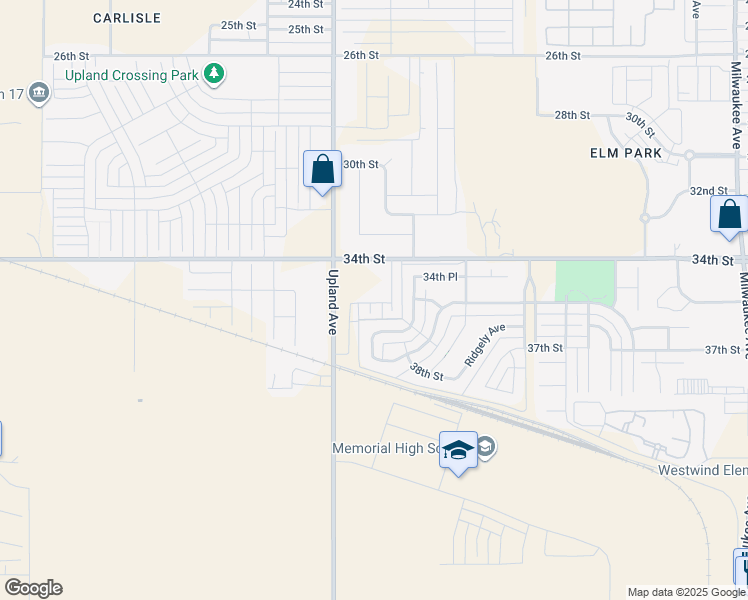 map of restaurants, bars, coffee shops, grocery stores, and more near 7112 34th Street in Lubbock