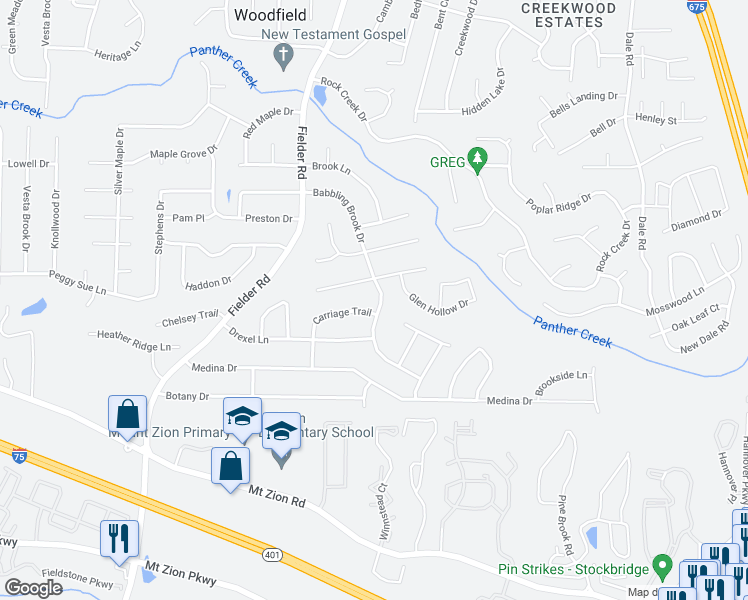 map of restaurants, bars, coffee shops, grocery stores, and more near 7063 Babbling Brook Drive in Jonesboro