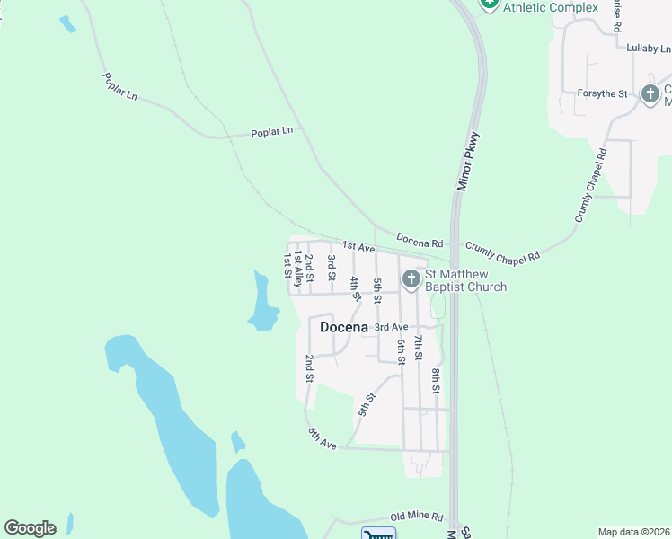 map of restaurants, bars, coffee shops, grocery stores, and more near 108 3rd Street in Docena