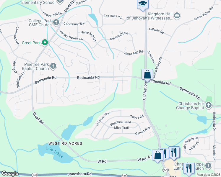map of restaurants, bars, coffee shops, grocery stores, and more near 2525 Carolina Ridge in Riverdale