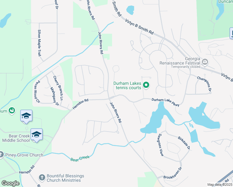 map of restaurants, bars, coffee shops, grocery stores, and more near 15 Glen Abbey Circle in Fairburn