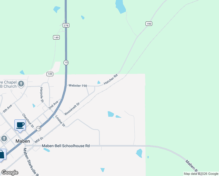map of restaurants, bars, coffee shops, grocery stores, and more near in Maben