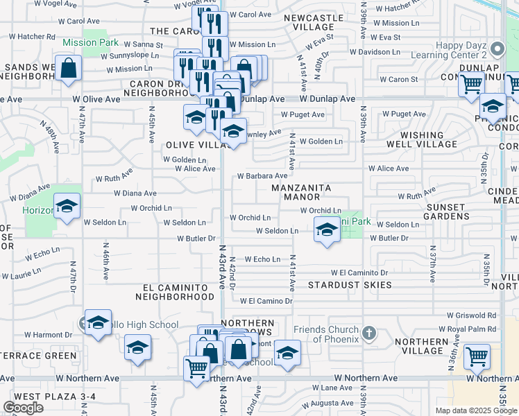 map of restaurants, bars, coffee shops, grocery stores, and more near 4145 West Ruth Avenue in Phoenix