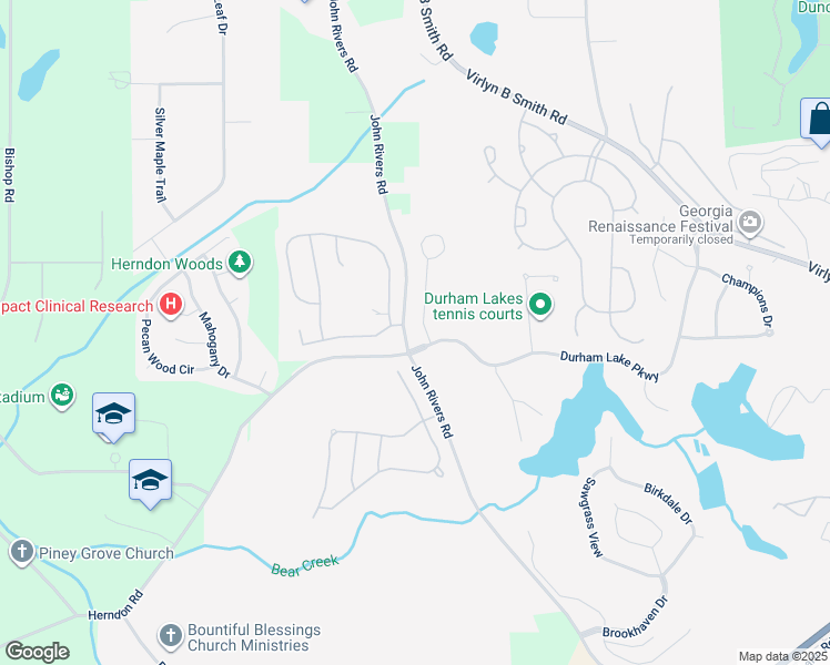map of restaurants, bars, coffee shops, grocery stores, and more near 30 Glen Abbey Circle in Fairburn