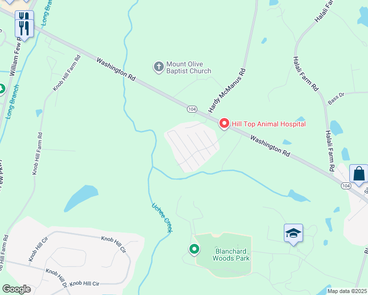 map of restaurants, bars, coffee shops, grocery stores, and more near 539 Edgecliff Lane in Evans