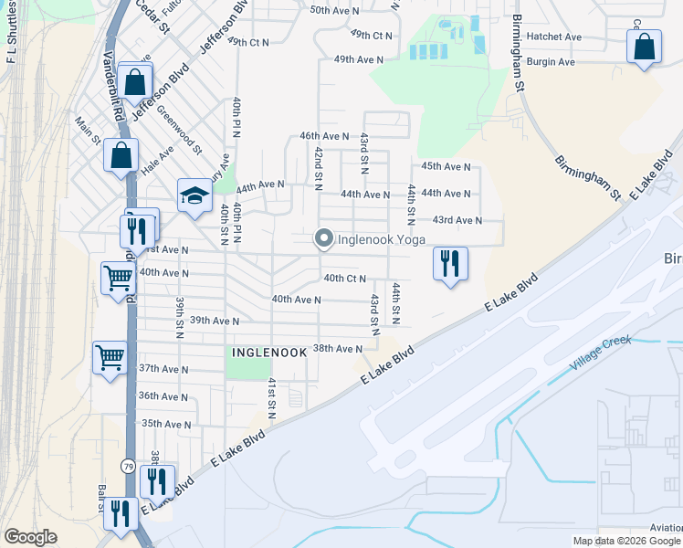 map of restaurants, bars, coffee shops, grocery stores, and more near 4221 41st Avenue North in Birmingham