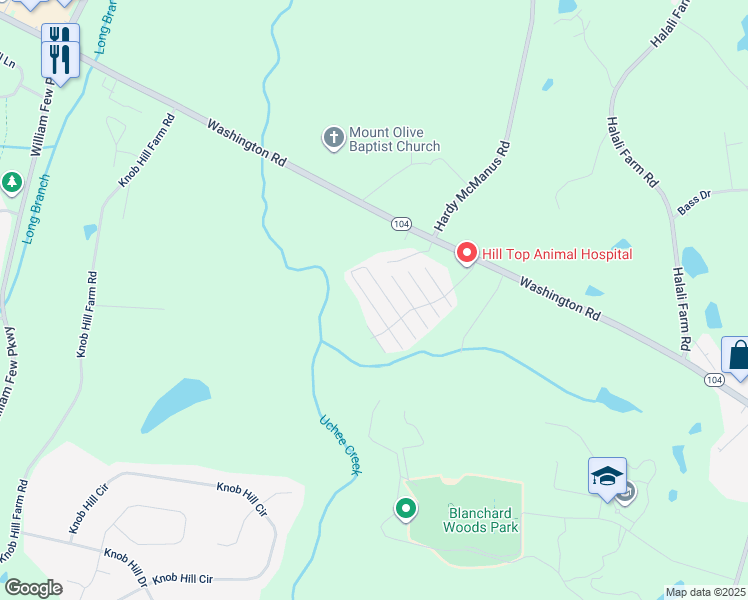 map of restaurants, bars, coffee shops, grocery stores, and more near 636 Brook Trail in Evans