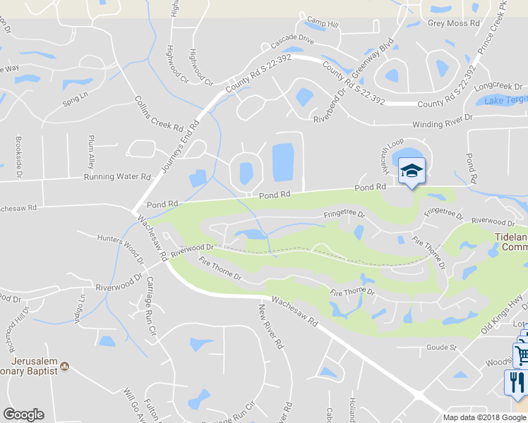 map of restaurants, bars, coffee shops, grocery stores, and more near 4634 Fringetree Drive in Murrells Inlet