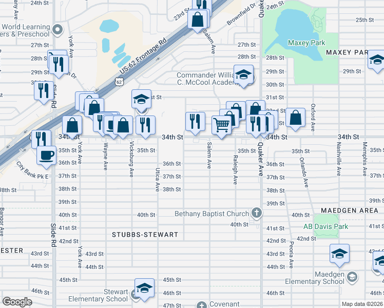 map of restaurants, bars, coffee shops, grocery stores, and more near 3411 Toledo Avenue in Lubbock