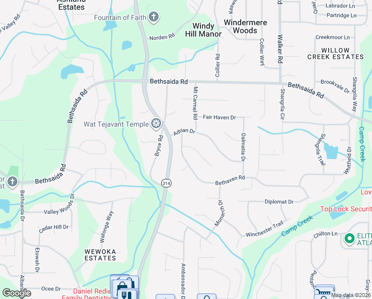 map of restaurants, bars, coffee shops, grocery stores, and more near 1669 Cyprus Court in Riverdale